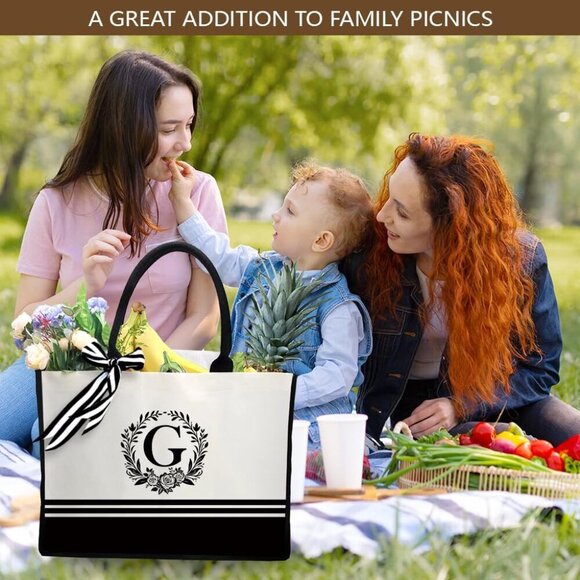 Personalized Canvas Tote Bag Monogrammed Gift for Women Teacher Friend Stylish - Picture 5 of 7